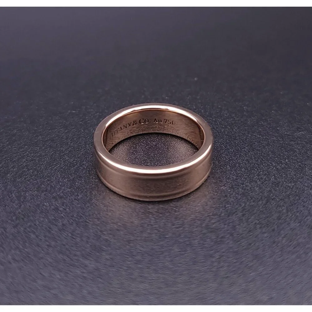 Tiffany & Co 18kt Rose Gold Together Double Milgrain 6mm Wedding Band Size 6.5